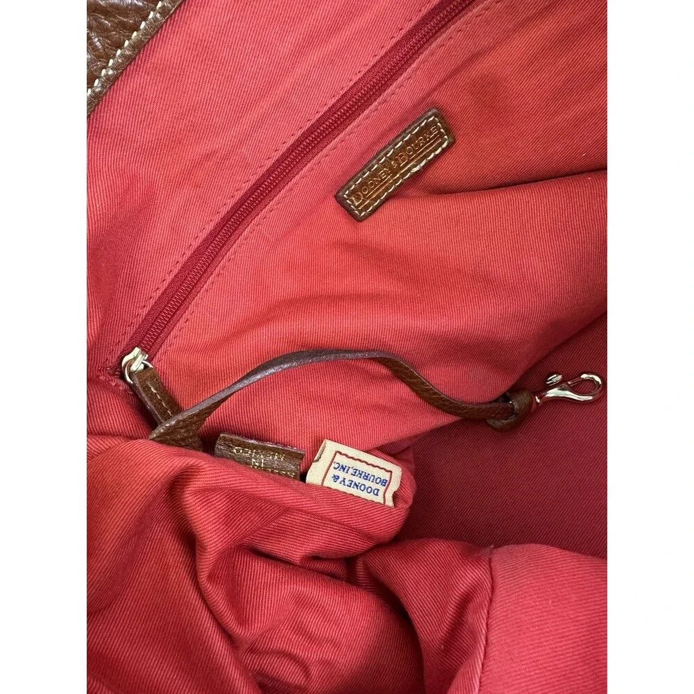 Dooney And Bourke Satchel Tote Bag Brown Pebbled Leather Buckle Large Shoulder